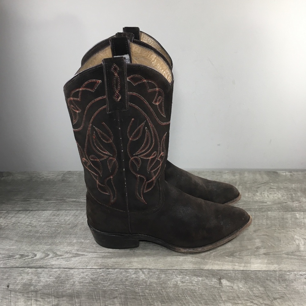 Women's Frye #76876 Billy Short Stitch Cowboy Western Brown Suede Boots Size 10